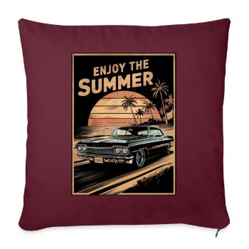 Sonnenuntergang mit dem Sommer-Oldtimer - Sofakissenbezug 45 x 45 cm - Burgunderrot - Vorne