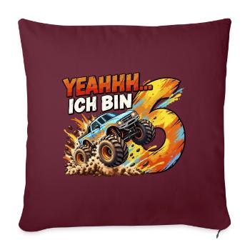 Monstertruck zum 6. Geburtstag – Yeahhh ich bin 6 - Sofakissenbezug 45 x 45 cm - Burgunderrot - Vorne