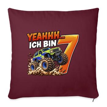 Monstertruck zum 7. Geburtstag – Yeahhh ich bin 7 - Sofakissenbezug 45 x 45 cm - Burgunderrot - Vorne