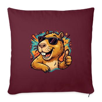 Cooles Capybara-Daumen-hoch süßes Tier-Meme-T-Shirt - Sofakissenbezug 45 x 45 cm - Burgunderrot - Vorne