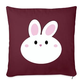 Süßes Kawaii-Kaninchen - Sofakissenbezug 45 x 45 cm - Burgunderrot - Vorne