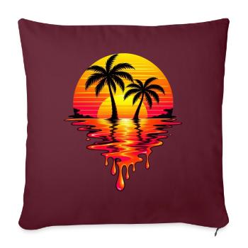 Sunset Neon Palm Melt - Sofakissenbezug 45 x 45 cm - Burgunderrot - Vorne