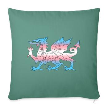 Wales Trans Flagge, Baner Trans Cymru, Transgender - Sofakissenbezug 45 x 45 cm - Tanngrün - Vorne