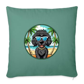 Schwarze russische Terrier Hunderasse Cartoon Sonnenbrille - Sofakissenbezug 45 x 45 cm - Tanngrün - Vorne