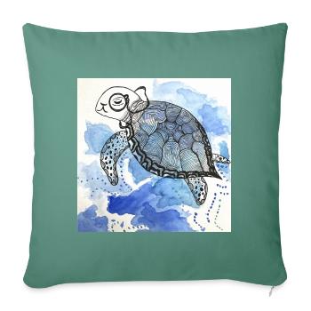 Turtle Monocle Illustration Watercolor - Sofa pillowcase 17,3'' x 17,3'' (45 x 45 cm) - cypress green - Front