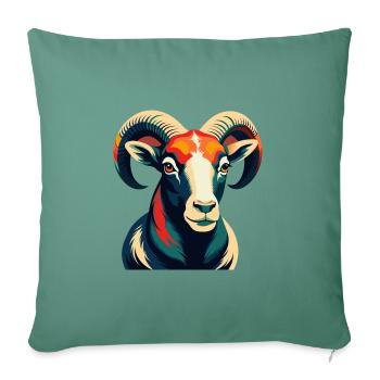 Ram Cartoon Figur Buntes Haustier Tier - Sofakissenbezug 45 x 45 cm - Tanngrün - Vorne