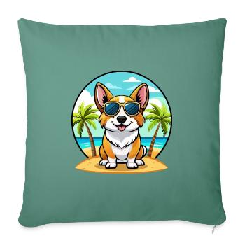 Strickjacke Welsh Corgi Hund Rasse Cartoon Sonnenbrille - Sofakissenbezug 45 x 45 cm - Tanngrün - Vorne