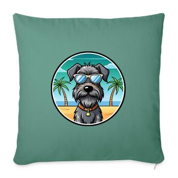 Chien d’arrêt allemand à poil dur race dessin animé plage - Housse de coussin décorative 45 x 45 cm - vert sapin - Devant