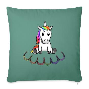 Einhorn Einhörner Kinder Kind - Sofakissenbezug 45 x 45 cm - Tanngrün - Vorne