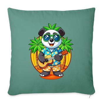Funny Panda Summer Beach Sunglasses Hawaiian - Sofa pillowcase 17,3'' x 17,3'' (45 x 45 cm) - cypress green - Front