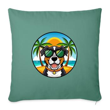 Grand Bouvier Suisse Race Cartoon Beach - Housse de coussin décorative 45 x 45 cm - vert sapin - Devant