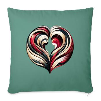 Design abstrait Saint-Valentin - Housse de coussin décorative 45 x 45 cm - vert sapin - Devant