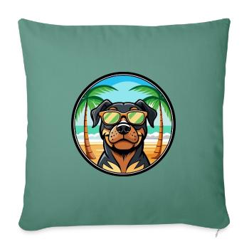 Rottweiler Hund Rasse Cartoon Sonnenbrille Strand - Sofakissenbezug 45 x 45 cm - Tanngrün - Vorne