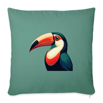Toucan Cartoon Character Colorful Pet Animal - Sofa pillowcase 17,3'' x 17,3'' (45 x 45 cm) - cypress green - Front