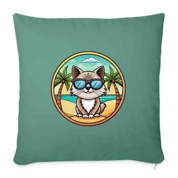 Birman Sacred Cat Breed Cartoon Sunglasses Beach - Sofa pillowcase 17,3'' x 17,3'' (45 x 45 cm) - cypress green - Front