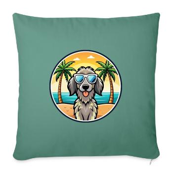 Chien d’arrêt allemand à poil long race dessin animé plage - Housse de coussin décorative 45 x 45 cm - vert sapin - Devant