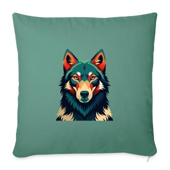 Wolf Cartoon Character Colorful Pet Animal - Sofa pillowcase 17,3'' x 17,3'' (45 x 45 cm) - cypress green - Front