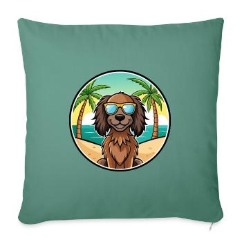 Chien d’arrêt allemand à poil long race dessin animé plage - Housse de coussin décorative 45 x 45 cm - vert sapin - Devant