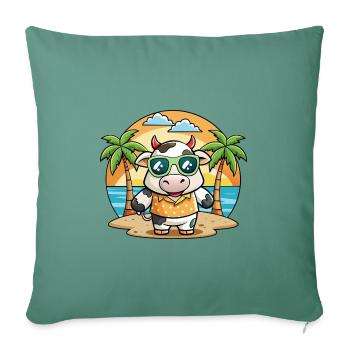Cow Funny Cartoon Summer Beach Sunglasses - Sofa pillowcase 17,3'' x 17,3'' (45 x 45 cm) - cypress green - Front