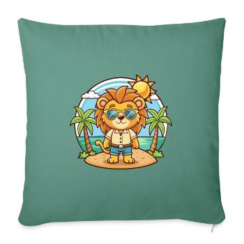 Löwe Lustige Cartoon Sommer Strand Sonnenbrille - Sofakissenbezug 45 x 45 cm - Tanngrün - Vorne