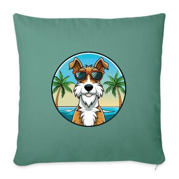 Draht Foxterrier Hunderasse Cartoon Sonnenbrille Strand - Sofakissenbezug 45 x 45 cm - Tanngrün - Vorne