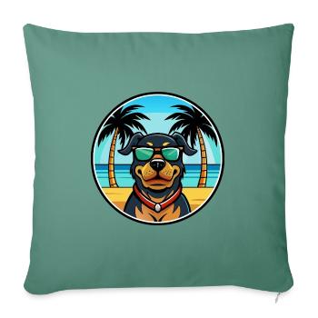 Rottweiler Chien Race Dessin Animé Lunettes De Soleil Plage - Housse de coussin décorative 45 x 45 cm - vert sapin - Devant