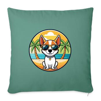 Rat Terrier Hund Rasse Cartoon Sonnenbrille Strand - Sofakissenbezug 45 x 45 cm - Tanngrün - Vorne
