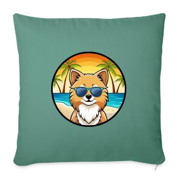 Pommersche Hunderasse Cartoon Sonnenbrille Strand - Sofakissenbezug 45 x 45 cm - Tanngrün - Vorne