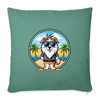 Picardie Schäferhund Rasse Cartoon Sonnenbrille Strand - Sofakissenbezug 45 x 45 cm - Tanngrün - Vorne