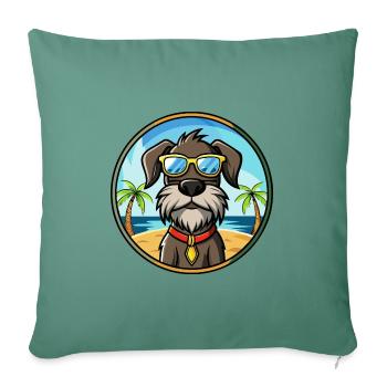 Chien d’arrêt allemand à poil dur race dessin animé plage - Housse de coussin décorative 45 x 45 cm - vert sapin - Devant