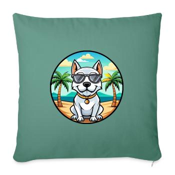 Dogue Argentino Chien Race Dessin Animé Lunettes De Soleil Plage - Housse de coussin décorative 45 x 45 cm - vert sapin - Devant