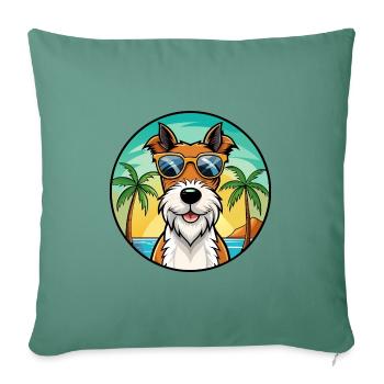 Draht Foxterrier Hunderasse Cartoon Sonnenbrille Strand - Sofakissenbezug 45 x 45 cm - Tanngrün - Vorne