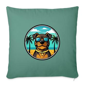 Rottweiler Chien Race Dessin Animé Lunettes De Soleil Plage - Housse de coussin décorative 45 x 45 cm - vert sapin - Devant