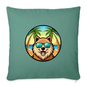 Eurasier Dog Breed Cartoon Sunglasses Beach - Sofa pillowcase 17,3'' x 17,3'' (45 x 45 cm) - cypress green - Front