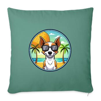 Decker Rat Terrier Hunderasse Cartoon Sonnenbrille - Sofakissenbezug 45 x 45 cm - Tanngrün - Vorne