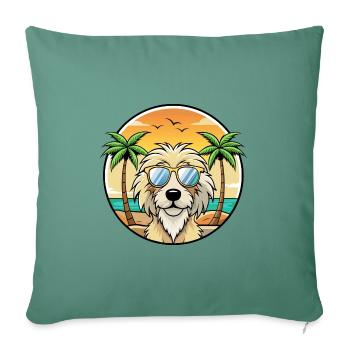 Catalan Sheepdog Breed Cartoon Sunglasses Beach - Sofa pillowcase 17,3'' x 17,3'' (45 x 45 cm) - cypress green - Front