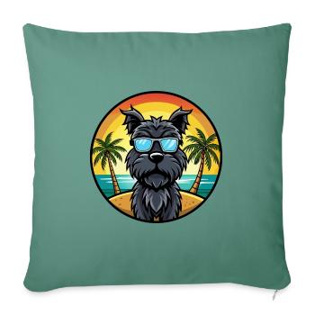 Schwarze russische Terrier Hunderasse Cartoon Sonnenbrille - Sofakissenbezug 45 x 45 cm - Tanngrün - Vorne