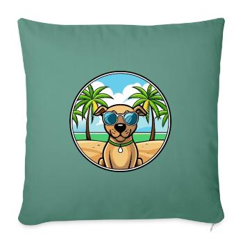 Black Mouth Cur Dog Breed Cartoon Sunglasses Beach - Sofa pillowcase 17,3'' x 17,3'' (45 x 45 cm) - cypress green - Front