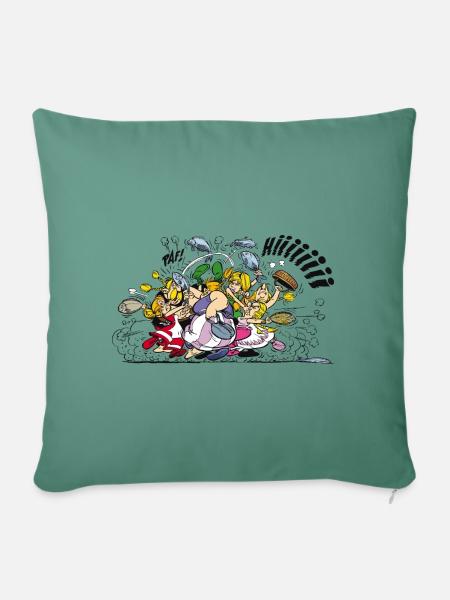 Asterix & Obelix Schlägerei - Sofakissenbezug 45 x 45 cm - Tanngrün