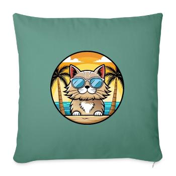 Selkirk Rex Cat Breed Cartoon Lunettes de soleil Beach - Housse de coussin décorative 45 x 45 cm - vert sapin - Devant