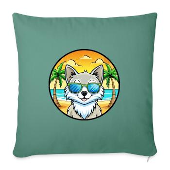 Lunettes de soleil de plage de race de chat angora turc - Housse de coussin décorative 45 x 45 cm - vert sapin - Devant