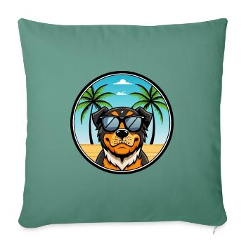 Lunettes de soleil Rottweiler Dog Cartoon Summer Beach - Housse de coussin décorative 45 x 45 cm - vert sapin - Devant