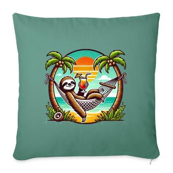 Sloth in the hammock - Sofa pillowcase 17,3'' x 17,3'' (45 x 45 cm) - cypress green - Front