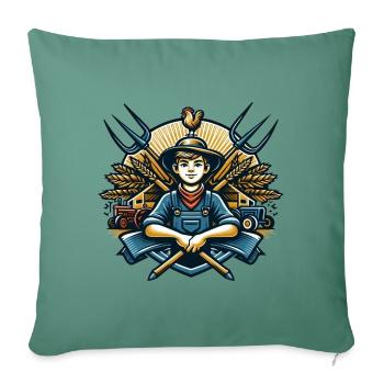 Logo du garçon du village - Housse de coussin décorative 45 x 45 cm - vert sapin - Devant