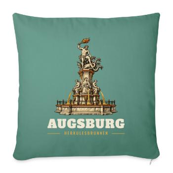 Augsburg Herkulesbrunnen Holzstich - Sofakissenbezug 45 x 45 cm - Tanngrün - Vorne