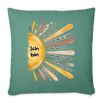Ich bin genug – Positive Affirmationen Sonne - Sofakissenbezug 45 x 45 cm - Tanngrün - Vorne