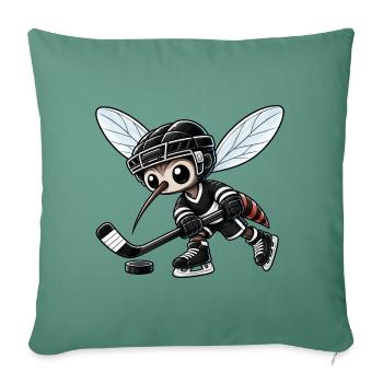 Mücke Moskito Eishockey Spieler Cartoon Cool - Sofakissenbezug 45 x 45 cm - Tanngrün - Vorne