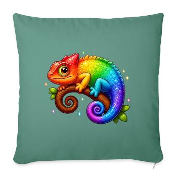 Kawaii Chamäleon Regenbogen Bunt T-Shirt - Sofakissenbezug 45 x 45 cm - Tanngrün - Vorne