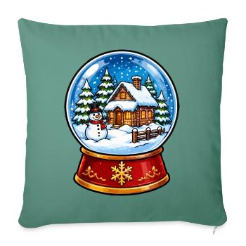 Winterwald Schneekugel Motive - Sofakissenbezug 45 x 45 cm - Tanngrün - Vorne