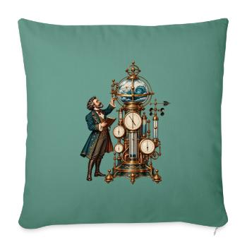 Steampunk-Erfinder mit Weltkugel-Uhr - Sofakissenbezug 45 x 45 cm - Tanngrün - Vorne